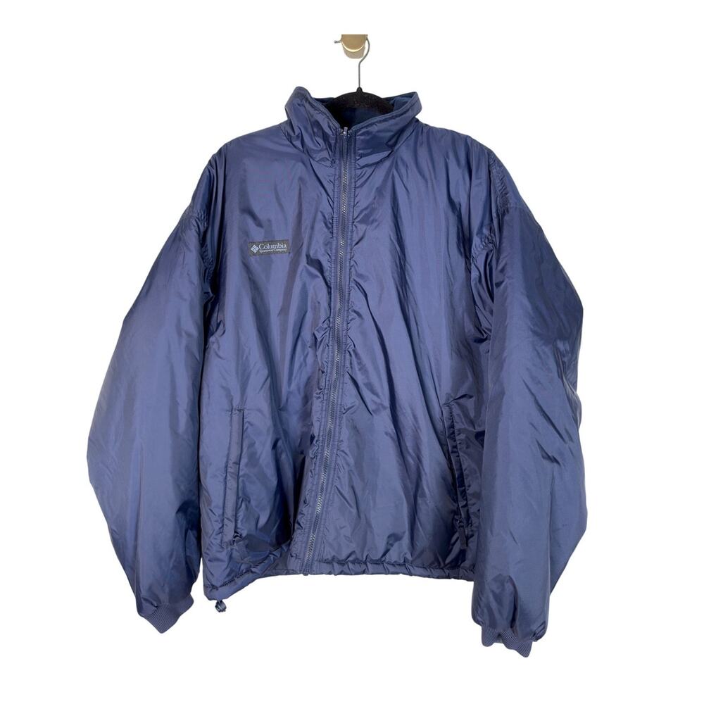 Columbia Men's L Puffer Jacket Waterproof Snowboard Full Zip Winter Coat Blue